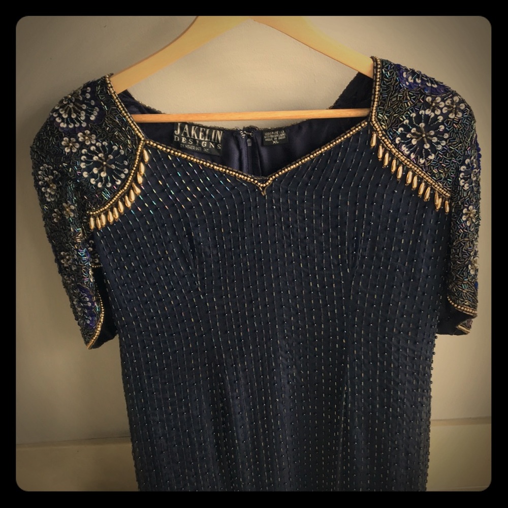 Jakelin Silk Beaded Dress - XL